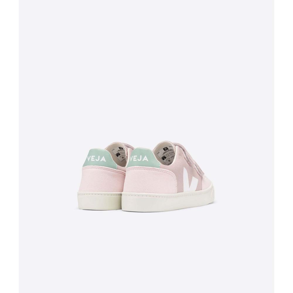 Kids' Veja V-12 CANVAS Sneakers Pink | ZA 872NWY